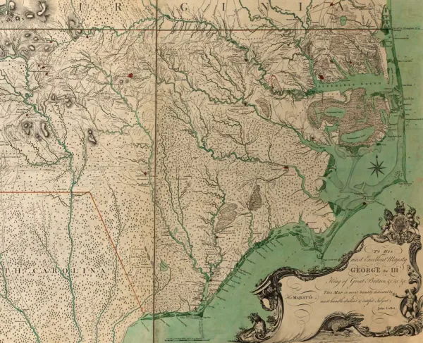 Map of North Carolina drawn in the eightenth-century