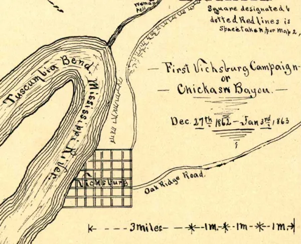 Map of battle ground of Chickasaw Bayou, Dec. 28th and 29th 1862 Enlarged and drawn by E. A. Munn from Gen. Morgan's map.