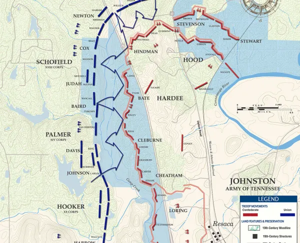 Resaca - May 14, 1864 - Afternoon Battle Map