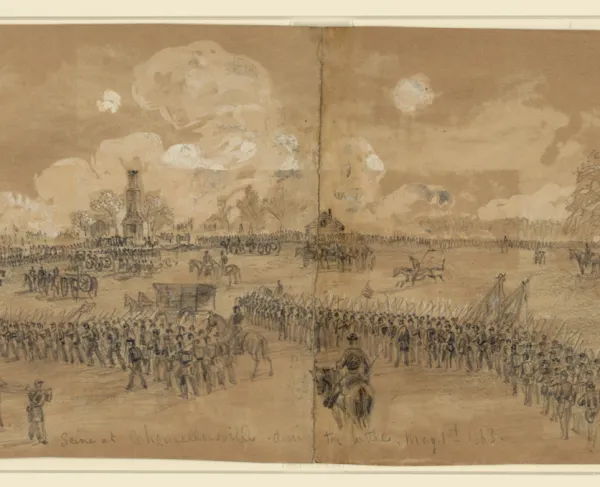 Drawn depiction of the Battle of Chancellorsville by Alfred Wand