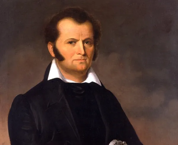 Oil portrait of Jim Bowie, famed frontiersman and defender of the Alamo, painted from life.