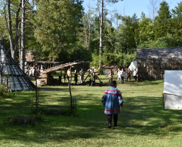 Partially reconstructed Shawnee Village at Piqua