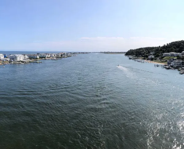 View of the Shrewsbury River, near where Joshua Huddy jumped in after being captured by Loyalists