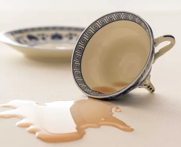 A spilled cup of tea