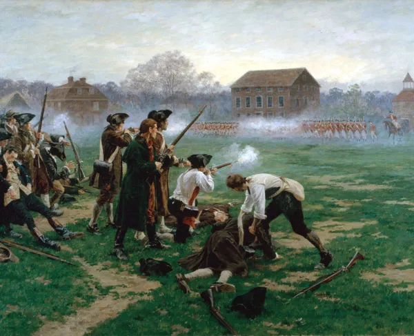 The Battle of Lexington depicted in a 1910 portrait by William Barnes Wollen