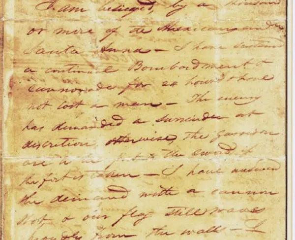 William Barret Travis' Letter from the Alamo, 1836