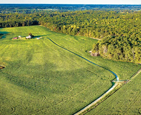 As aerial view of Trevilian Station Battlefield