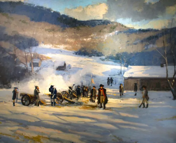 Painting of Henry Knox's Pluckemin Cantonment in New Jersey