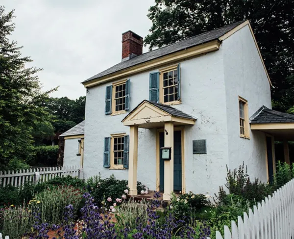 The Johnson Ferry House circa‑1740 gambrel-roof farmhouse and ordinary (tavern) where Washington stayed after crossing the Delaware.