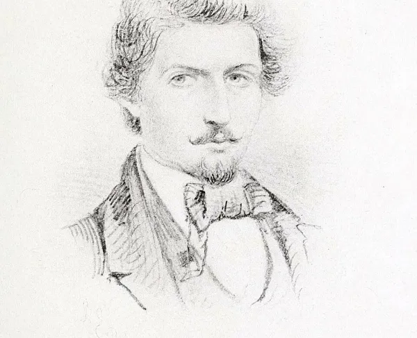 Sketch of Winslow Homer at age 21 drawn by Joseph E. Baker.