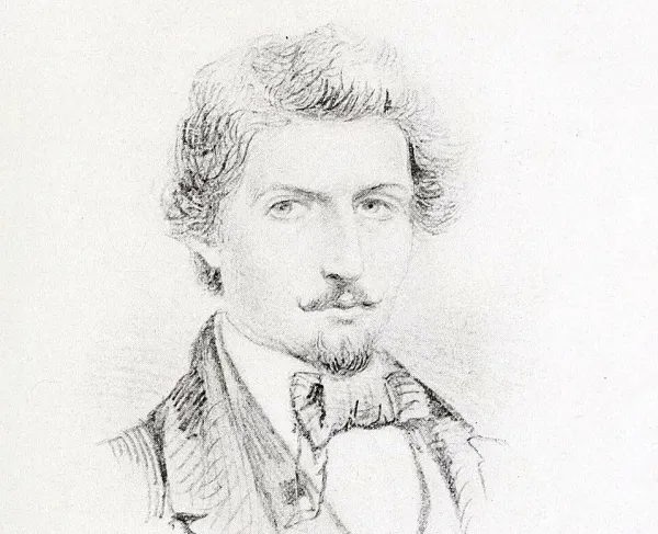 Sketch of Winslow Homer at age 21 drawn by Joseph E. Baker.
