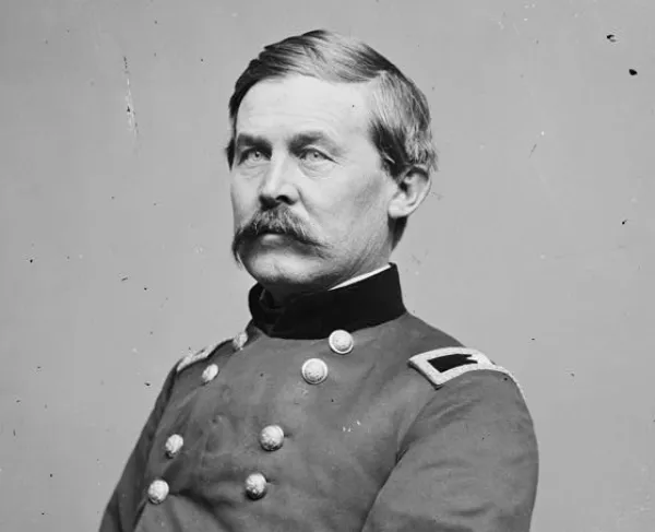 Portrait of Union Brig. Gen. John Buford in military uniform during the Civil War.