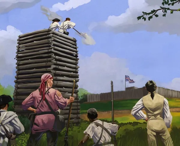 The Maham tower built in front of Fort Watson