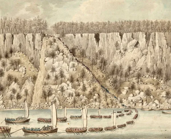 Painting depicting the landing of the British Forces in the Jerseys
