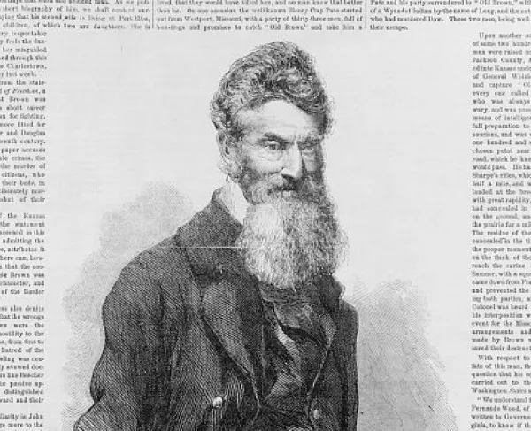 Illustrated magazine cover depicting abolitionist John Brown as published in Frank Leslie's Illustrated Newspaper.