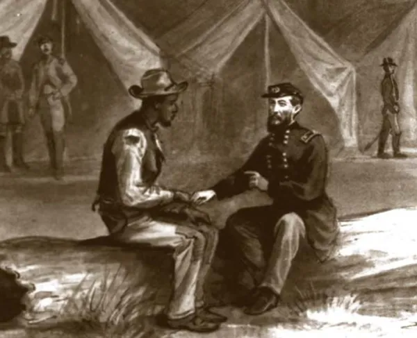 Gen. Phil Sheridan gives Thomas Laws secret instructions for Rebecca Wright.