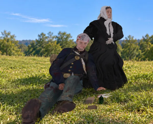 Mary Thompson tending to wounded soldiers