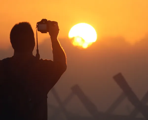 Photographer at sunset at Antietam National Battlefield, Sharpsburg, Md.