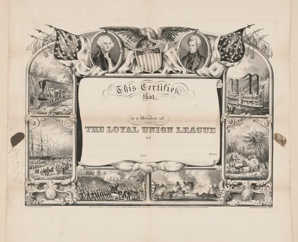 Loyal Union League Certificate