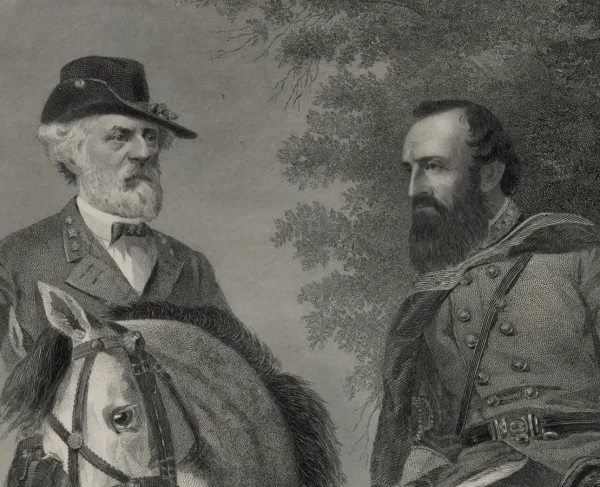 Illustration of two generals in conversation