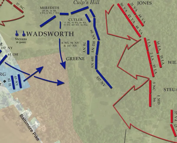Gettysburg | Culp’s Hill | July 2, 1863 | Satellite Map (February 2021)