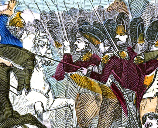 Print of soldiers charging at Hanging Rock