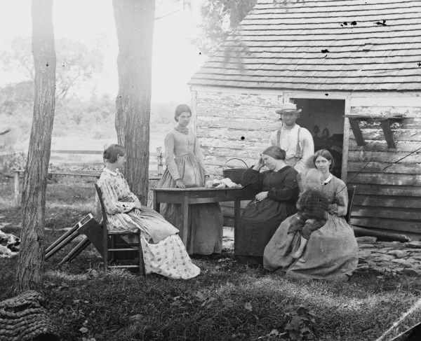 Family Group Before the House in Which Gen. Charles S. Winder Died