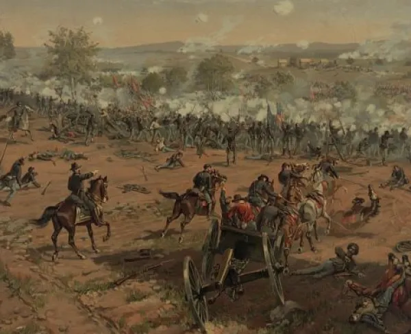 A painted illustration of Pickett's Charge