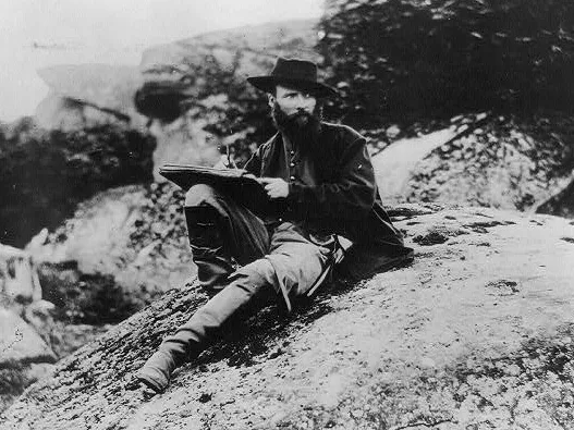 Gettysburg, Pa. Devil’s Den. Alfred R. Waud, Artist of Harper’s Weekly, Sketching on Battlefield, photographed by Timothy H. O’Sullivan, July 1863.