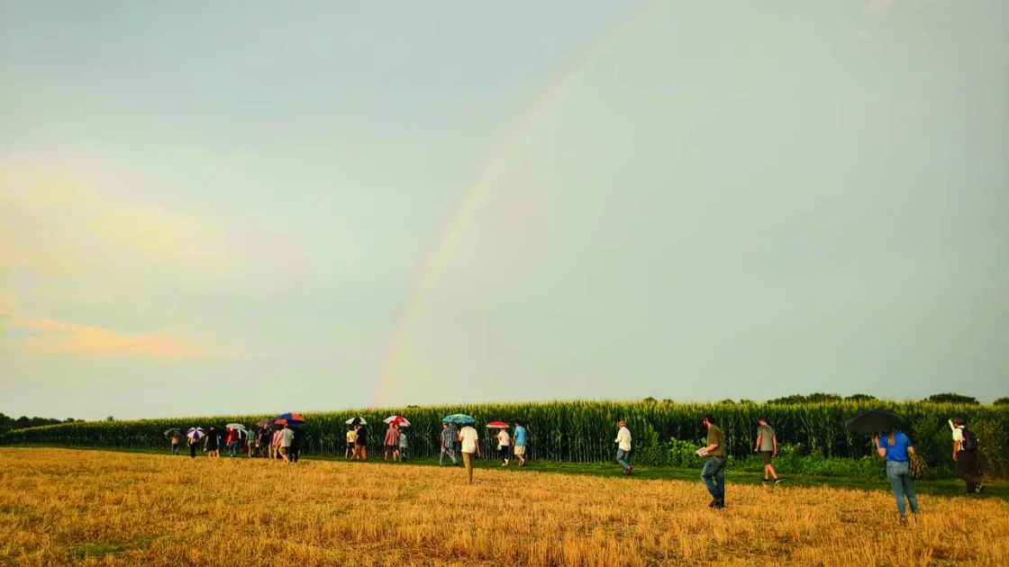 A rainbow at Slaughter Pen Farm, Fredericksburg Battlefield, Va.