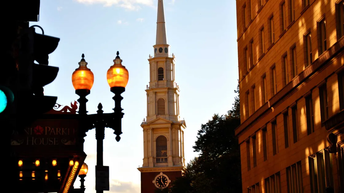 Streetside view of the Old South Meeting House