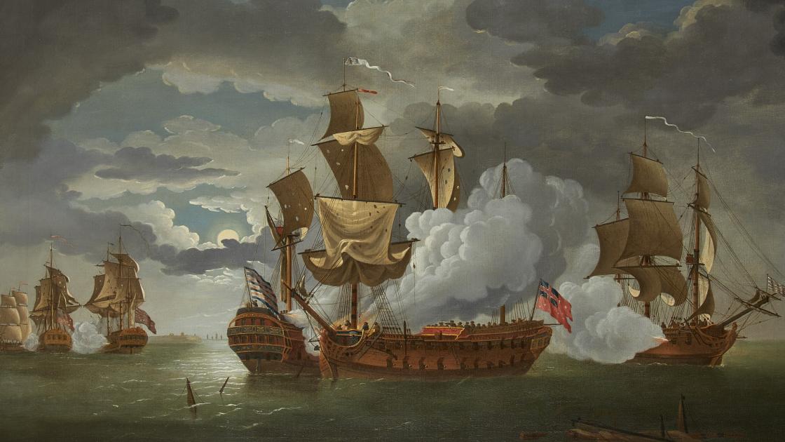 Painting of the action during the Battle of Flamborough Head