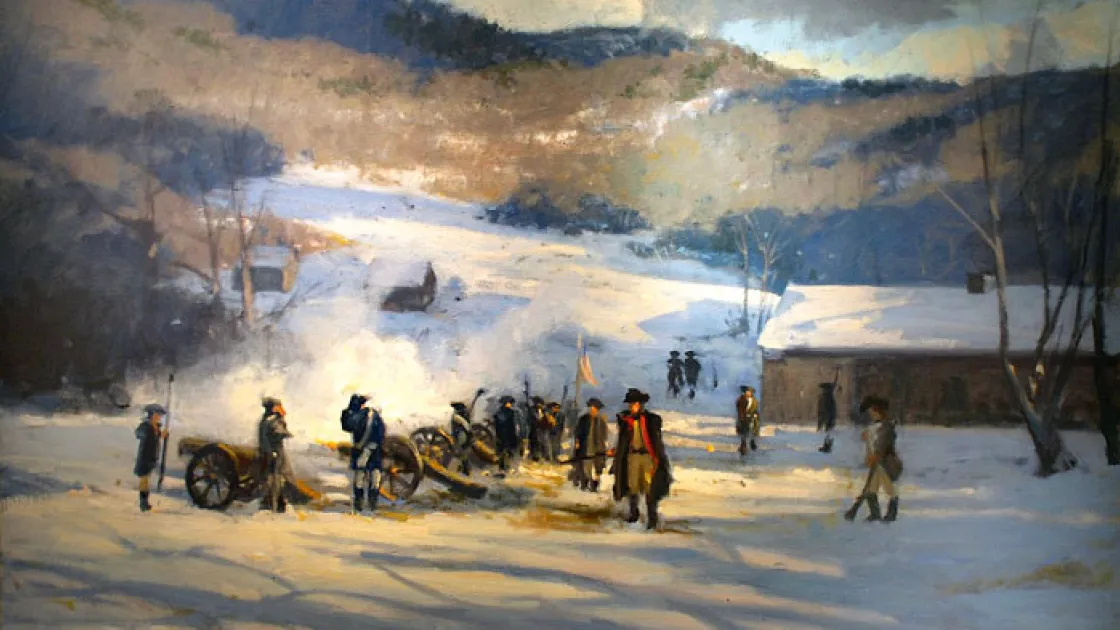 Painting of Henry Knox's Pluckemin Cantonment in New Jersey