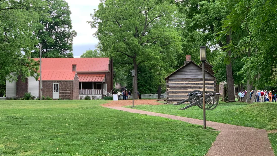 The historic Carter House stands just north of this newly preserved battlefield land at Franklin Battlefield.