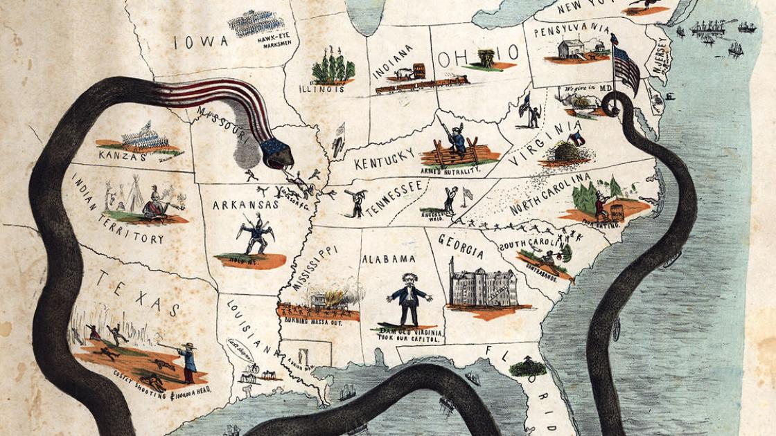 This map depicts the areas blockaded by Scott's "Great Snake" plan. 