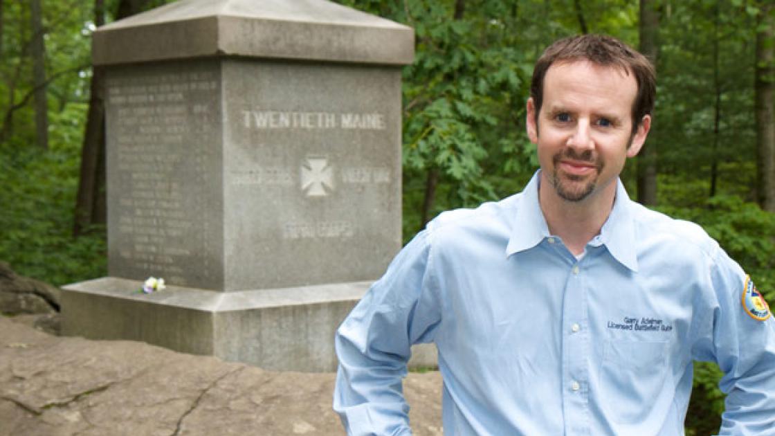 Garry at the 20th Maine Monument