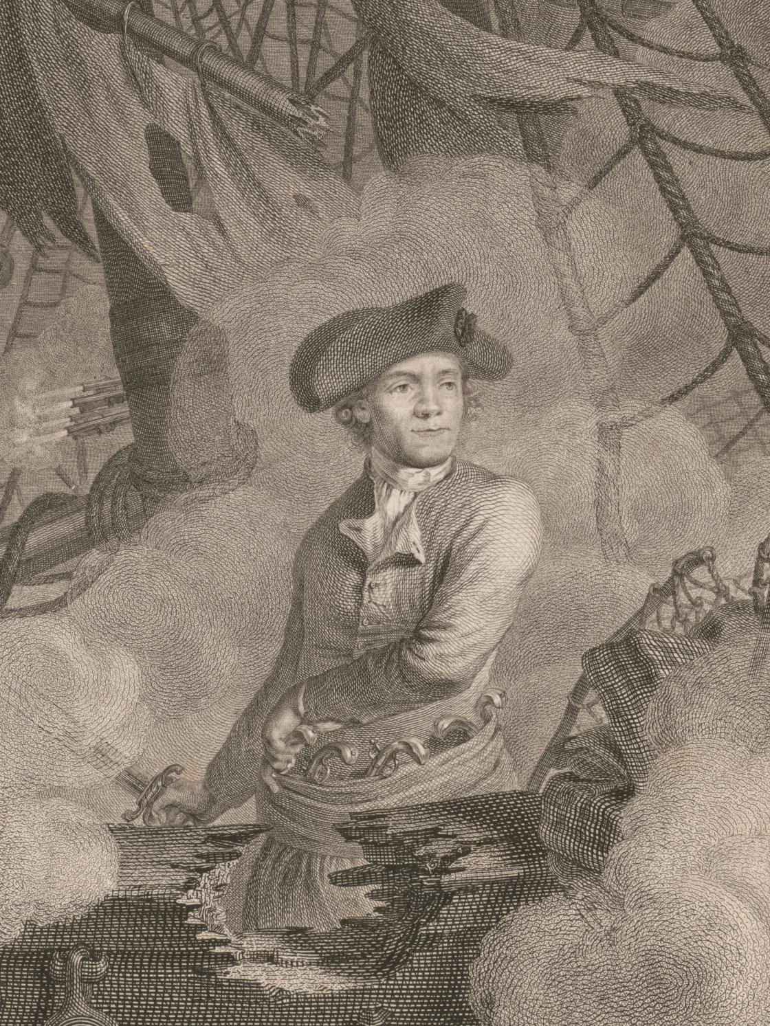 Portrait of John Paul Jones on his ship USS Bonhomme Richard