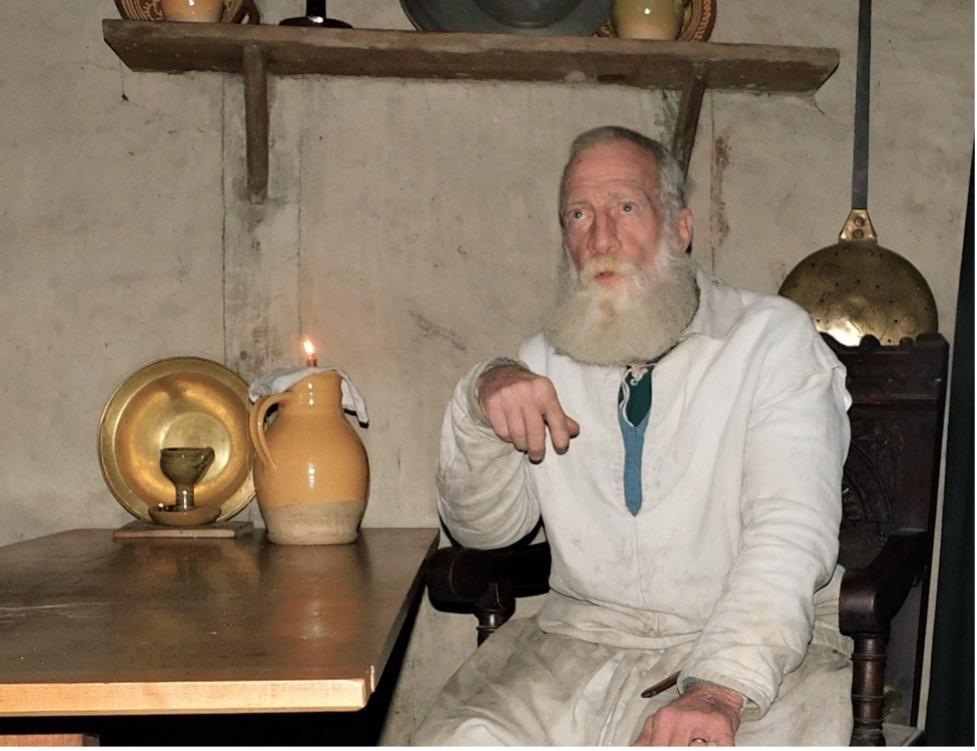 A reenactor playing the part of Stephen Hopkins at the Plimoth/Patuxet Museum