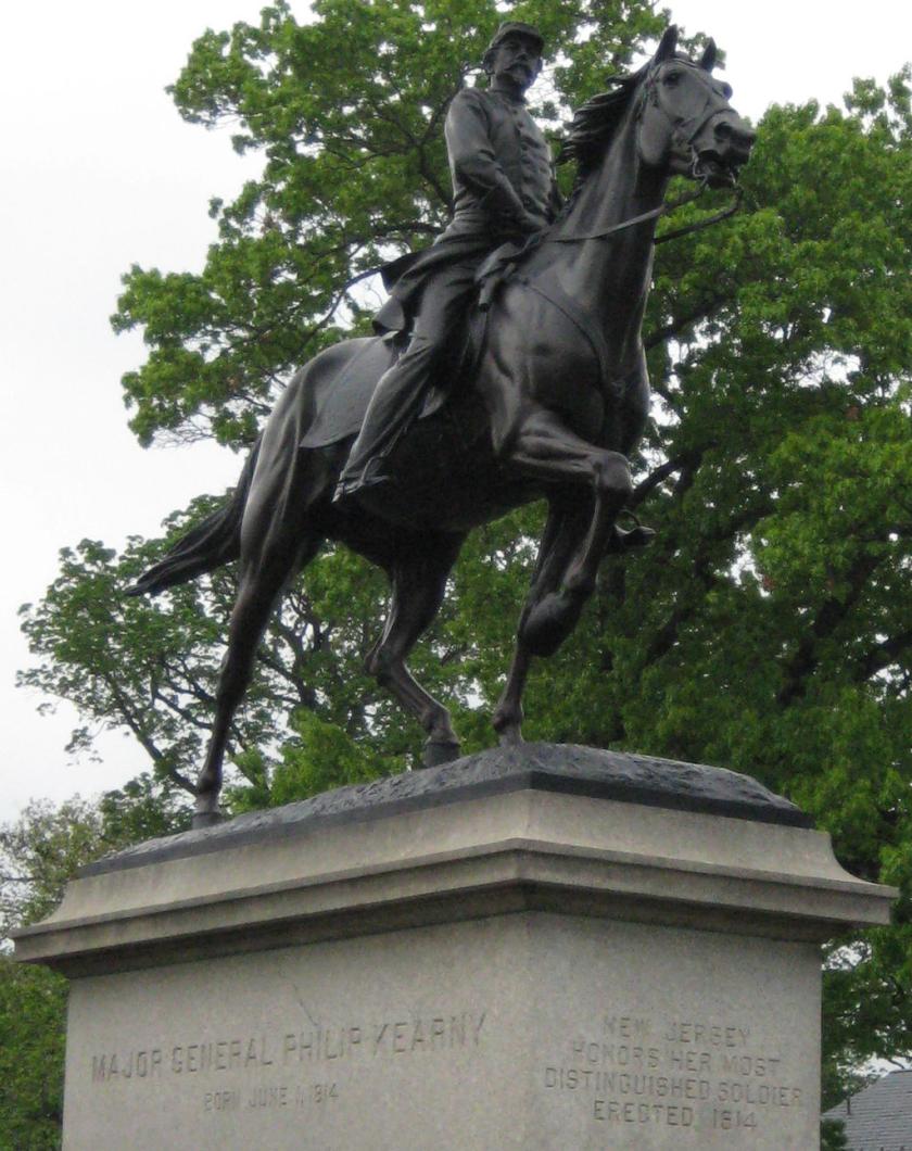 An equestrian statue by American sculptor Edward Clark Potter marks Kearny's grave in Arlington National Cemetery.