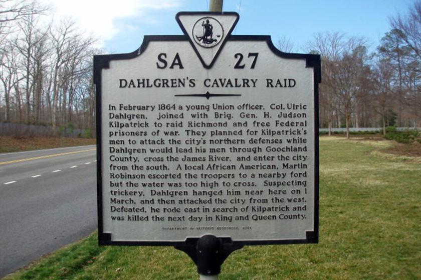 Dahlgren's Cavalry Raid Historic Highway Marker