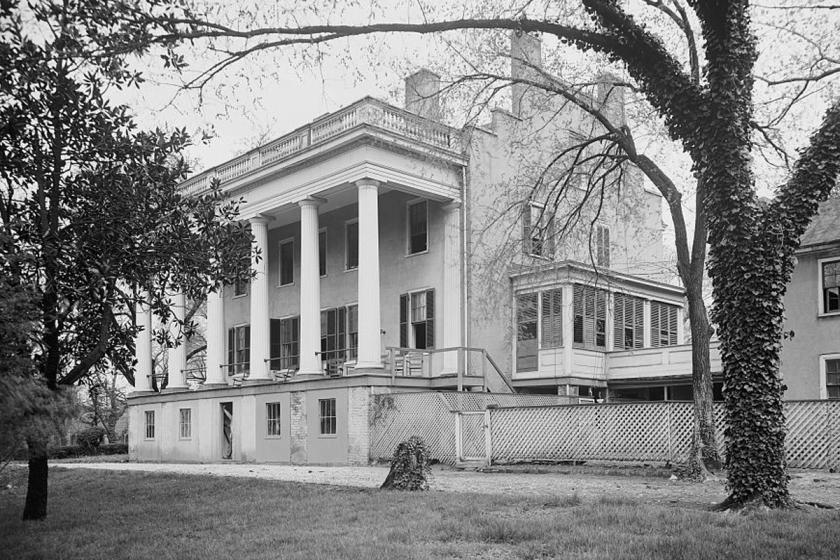 A black and white photogrph of the Adams-Van Lew House