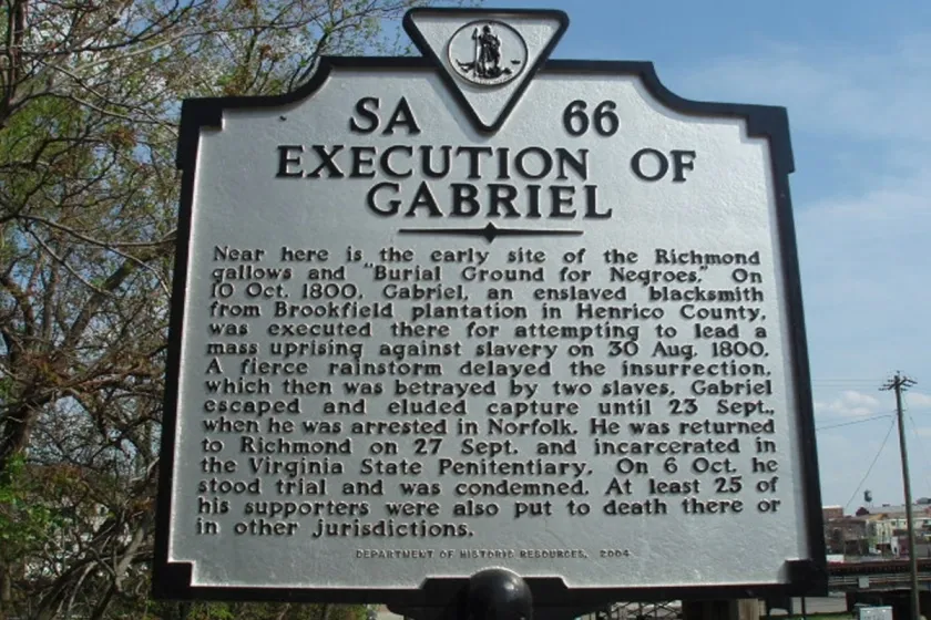 Execution of Gabriel Historic Marker