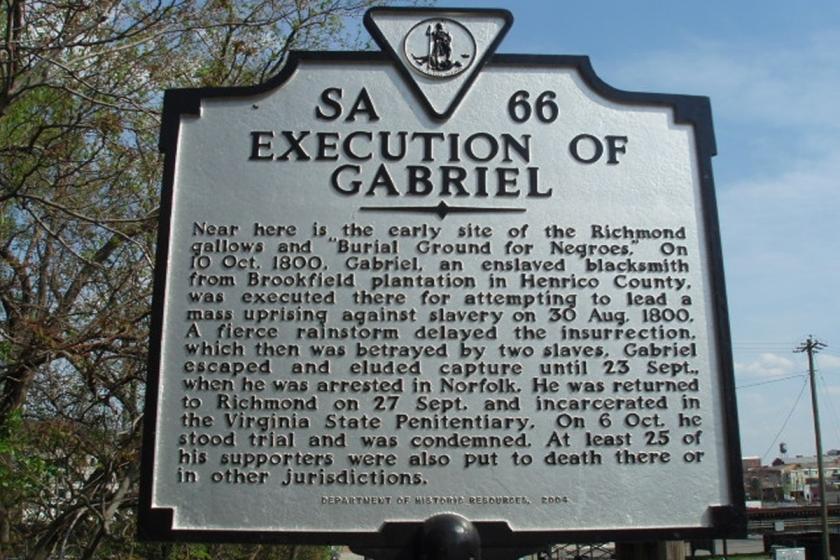 Execution of Gabriel Historic Marker