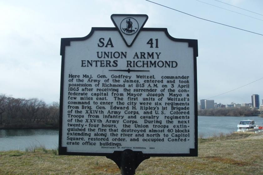 Union Army Enters Richmond Historical Highway Marker