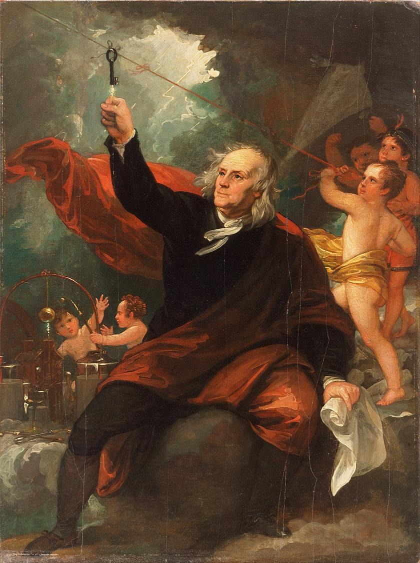 Benjamin Franklin Drawing Electricity from the Sky, by Benjamin West, c. 1816