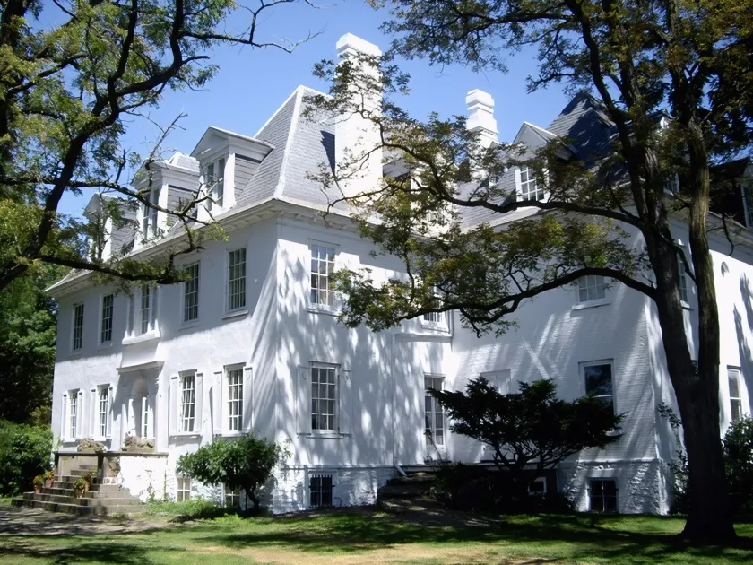 Corner of the white Clermont Manor