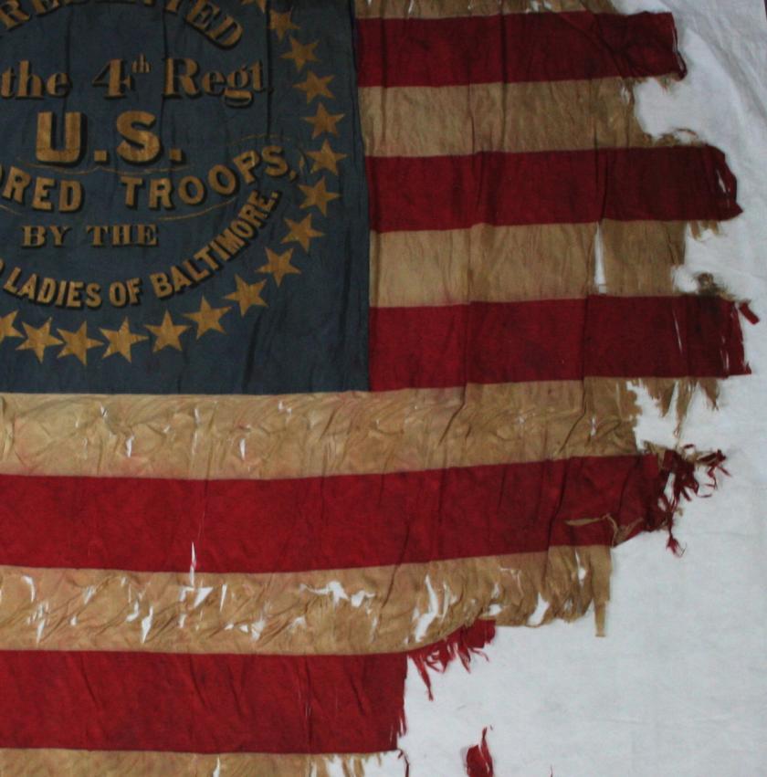 A pre-restoration photograph of the 4th USCT Regimental Colors