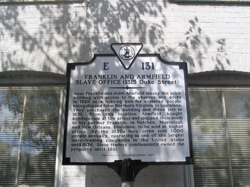 Franklin and Armfield Slave Office Historical Marker