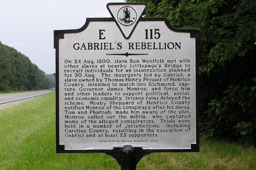 Gabriel's Rebellion Historic Highway Marker