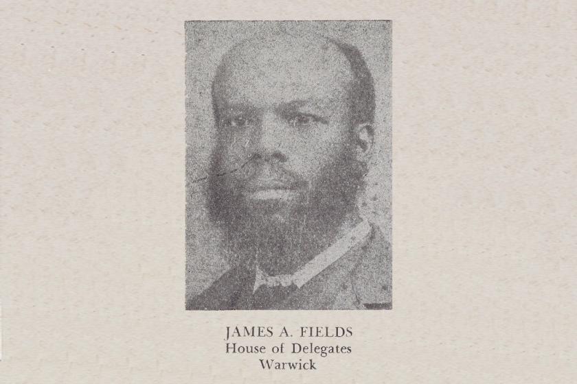 James A. Fields, a member of the House of Delegates from the counties of Elizabeth City, James City, Warwick, and York and the city of Williamsburg, in a portrait from in Luther Porter Jackson's Negro Office-Holders in Virginia, 1865–1895 (1945).